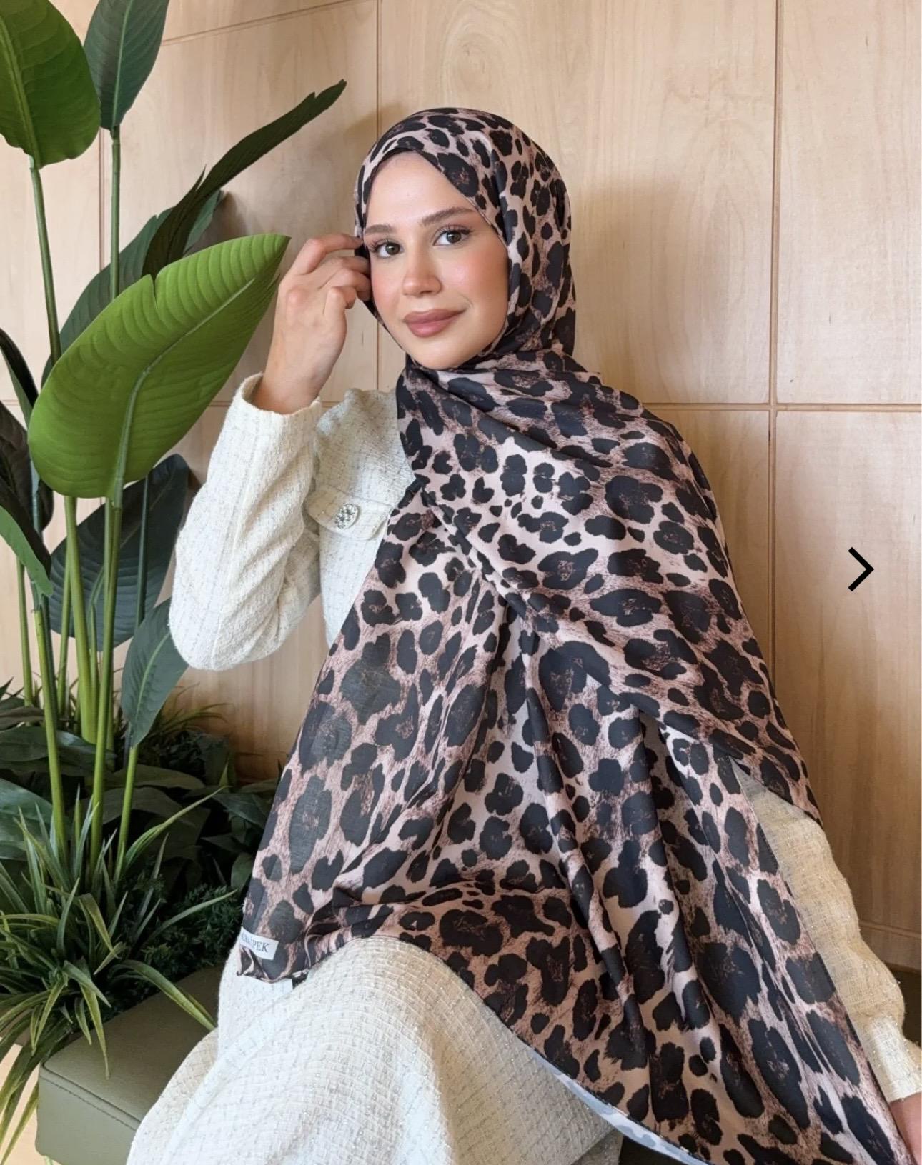 Leopar desenli pamuk soft şal