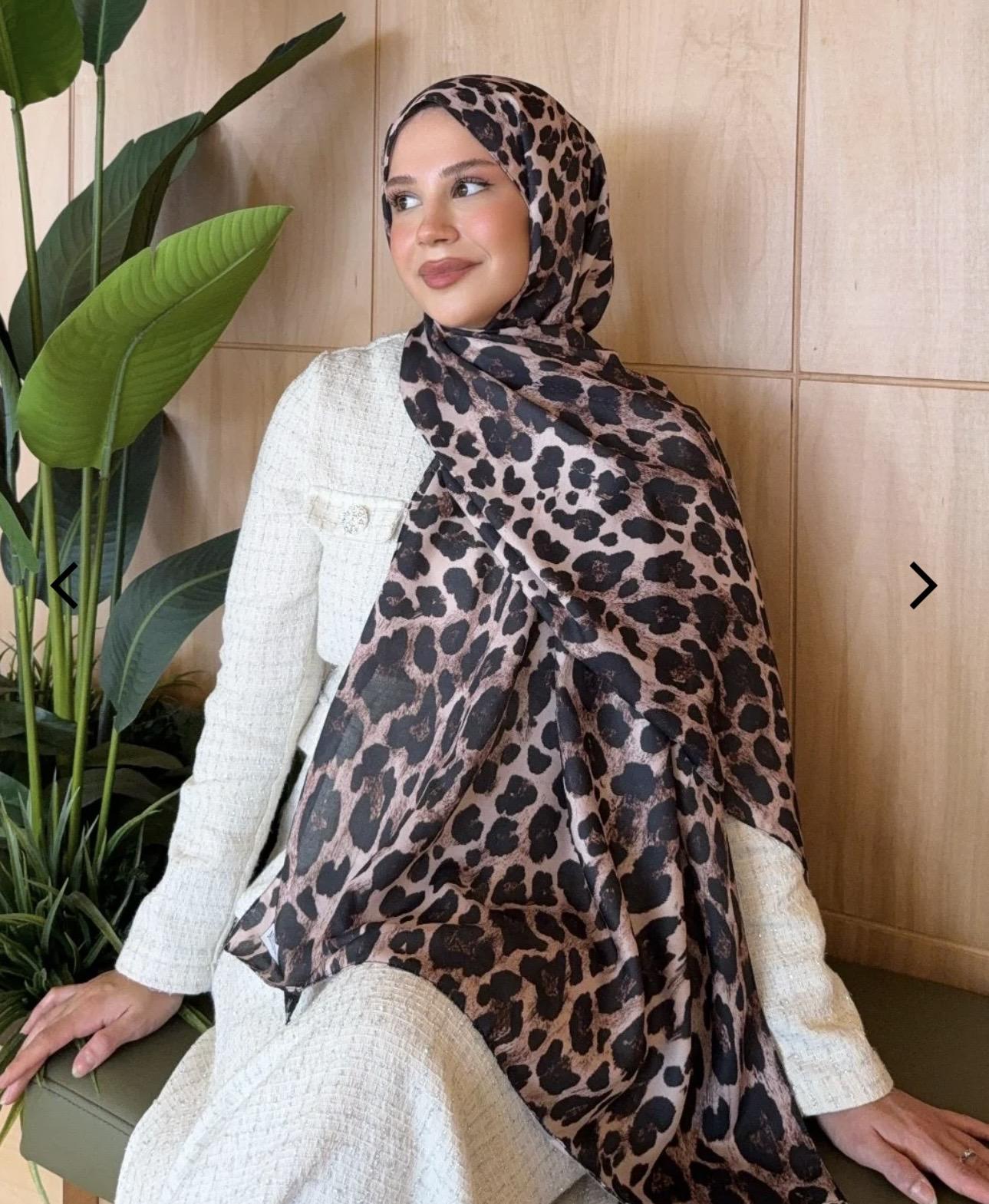 Leopar desenli pamuk soft şal