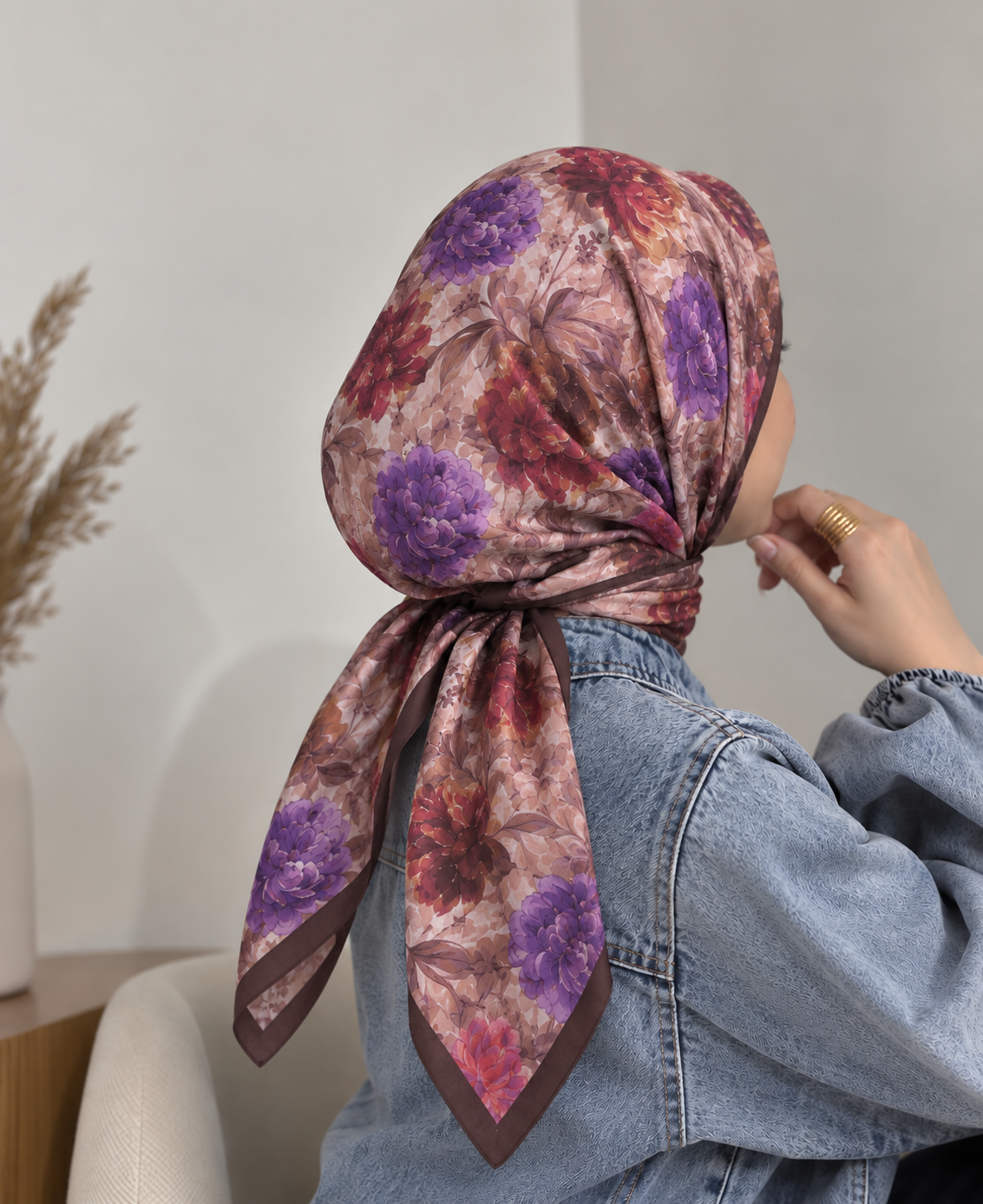 Desenli organic eşarp