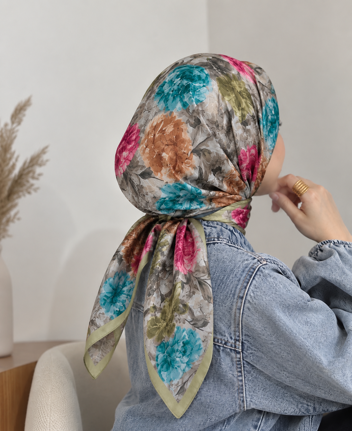 Desenli organic eşarp