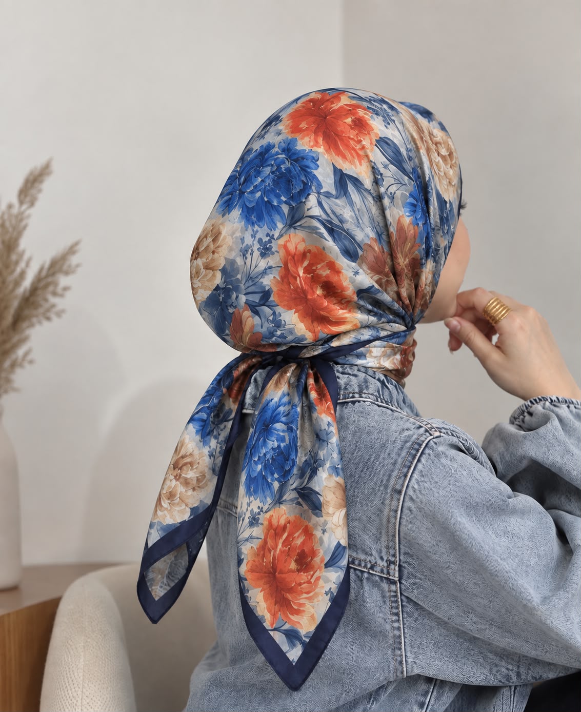 Desenli organic eşarp