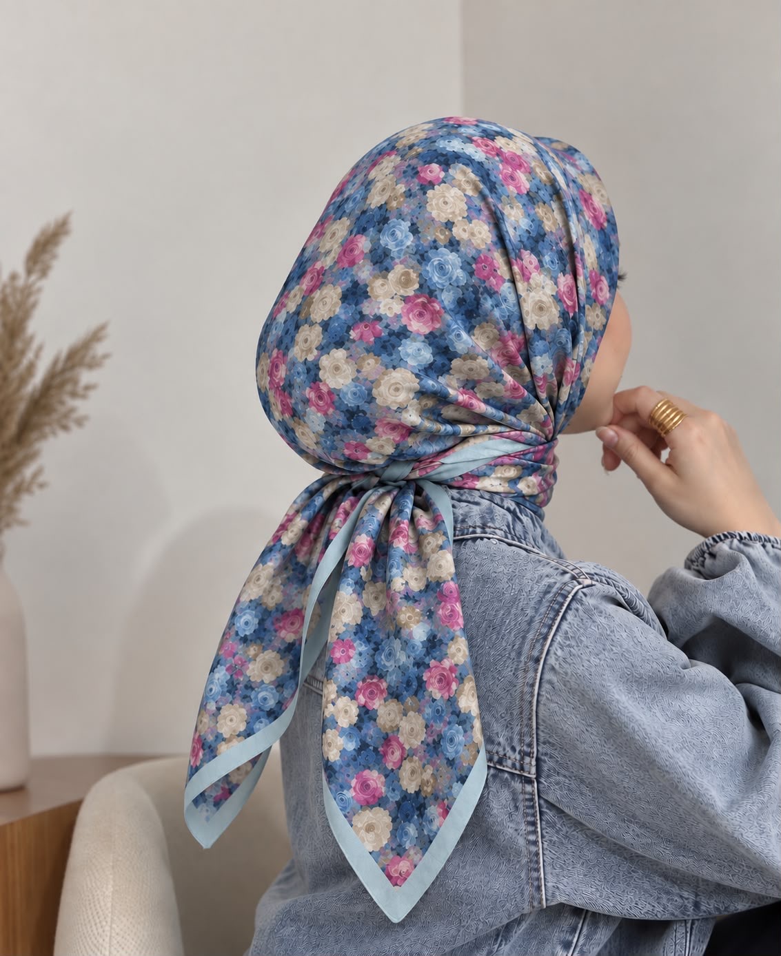 Desenli organic eşarp
