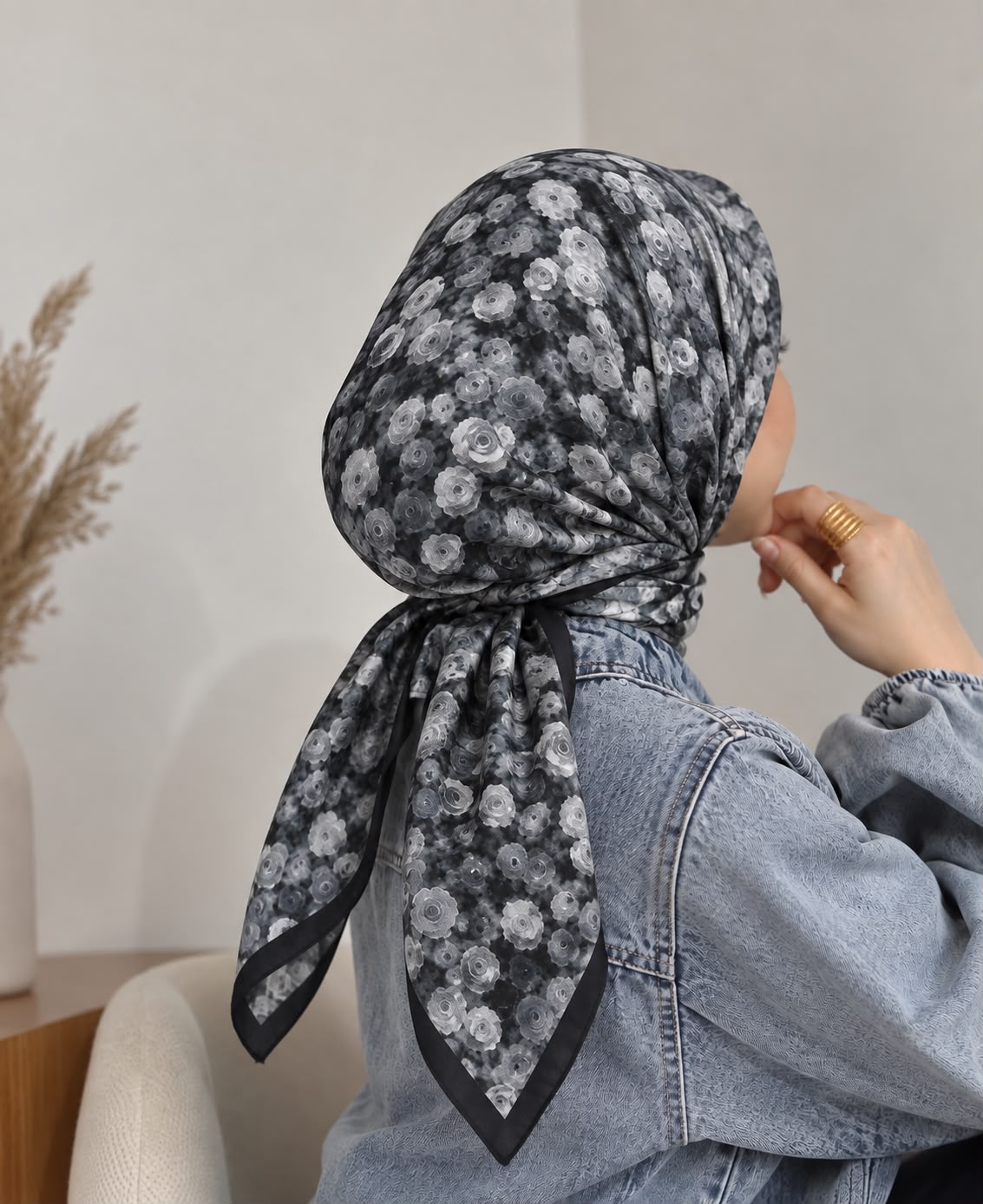 Desenli organic eşarp