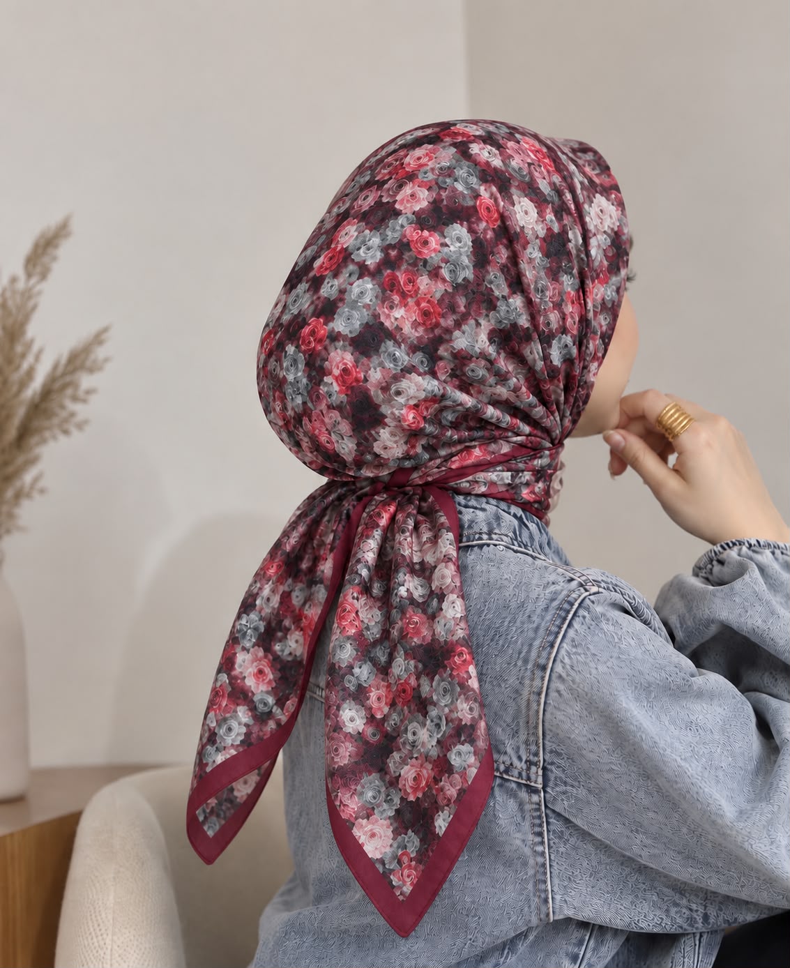 Desenli organic eşarp