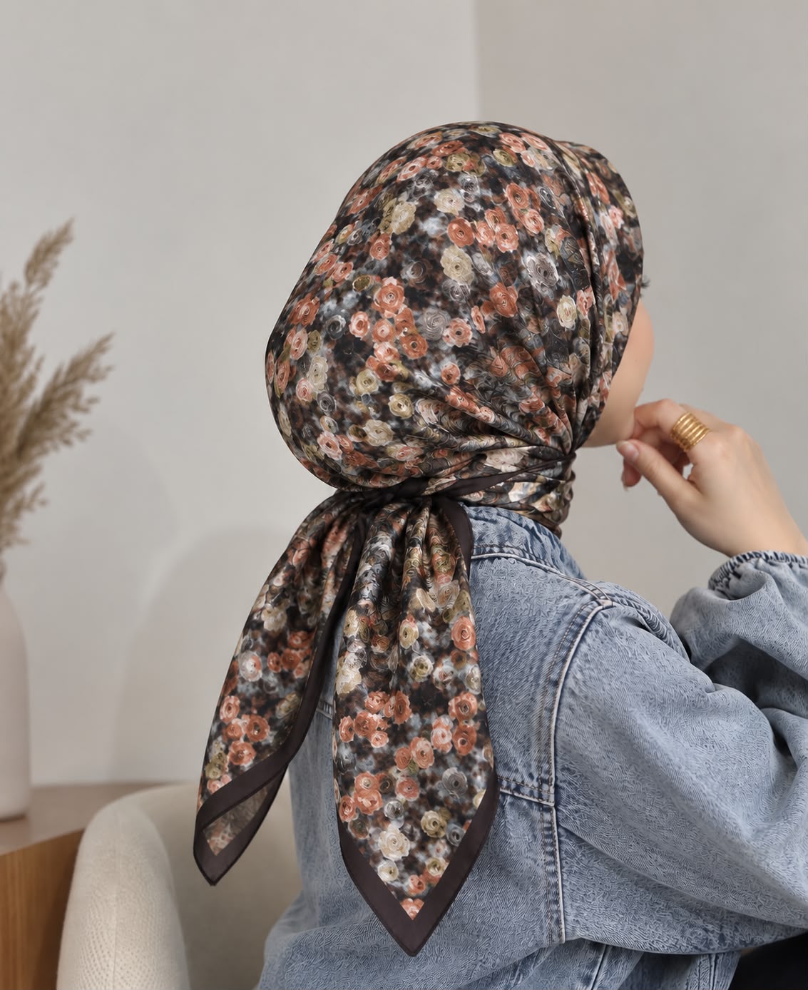Desenli organic eşarp