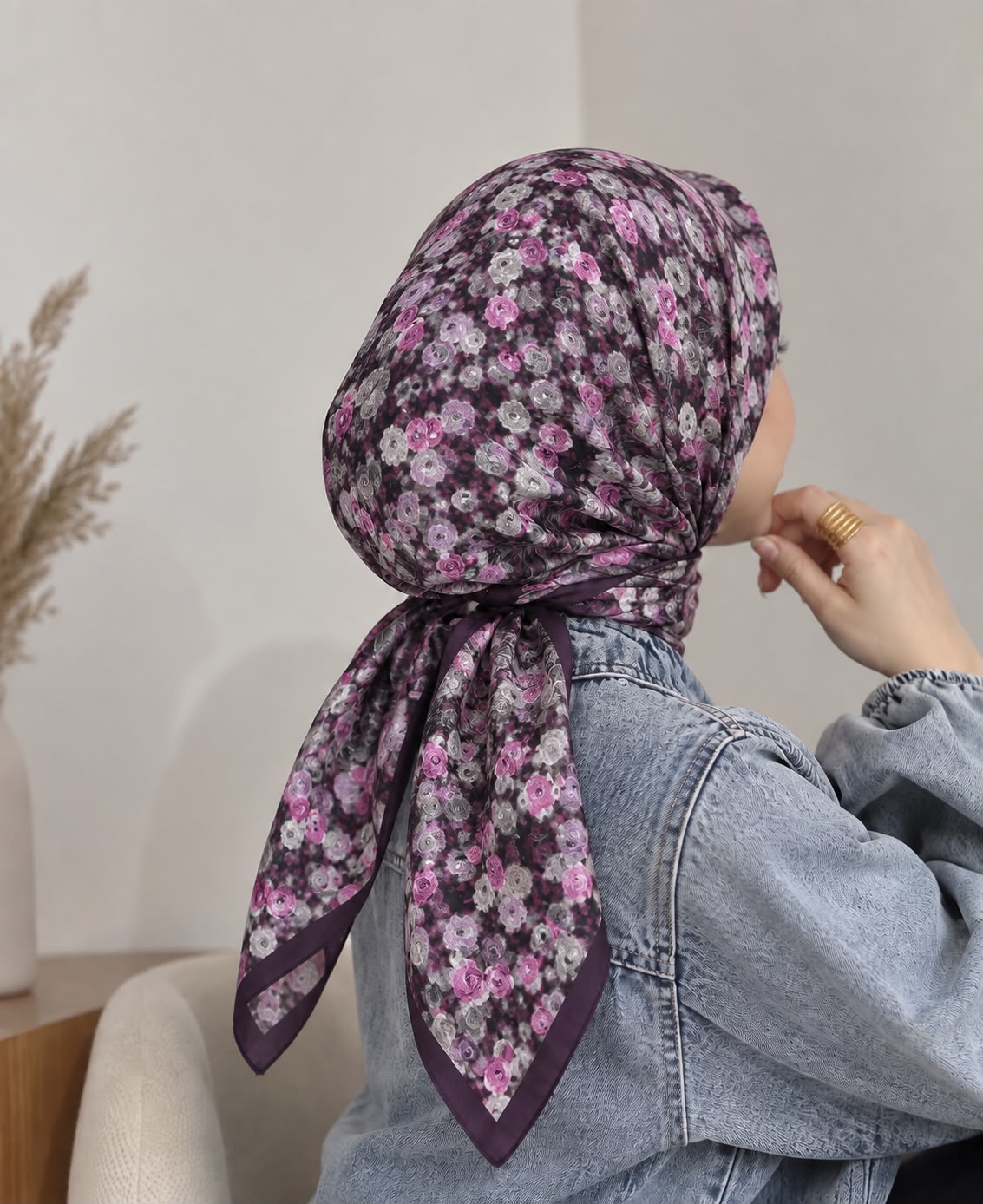 Desenli organic eşarp